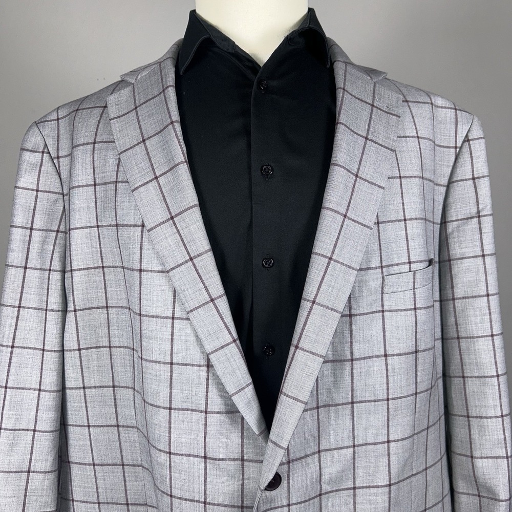 Tallia Men's 56L Sport Coat Blazer Wool Blend Plaid 2 Button Fall Windowpane